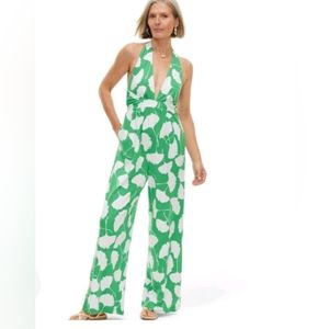 NWT Diane von Furstenberg for Target green gingko print jumpsuit XS